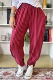 The Sunday Morning Stripe Twist Pant Aubergine Red